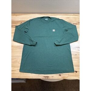 Carhartt K126 Green Original Loose Fit Long Sleeve Pocket T-Shirt Size XL Tall